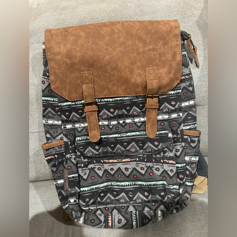 Brown and Black Patterned Backpack new never used